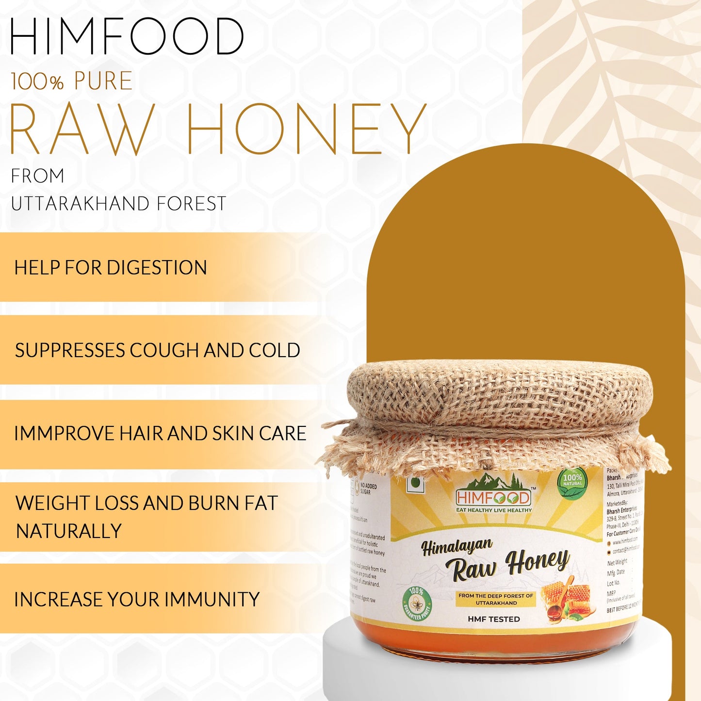 Himfood Himalaya Raw Organic Honey 400g + 400g | Raw and Unprocessed | 100% Pure Honey