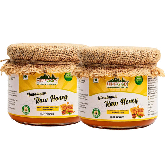 Himfood Himalaya Raw Organic Honey 400g + 400g | Raw and Unprocessed | 100% Pure Honey