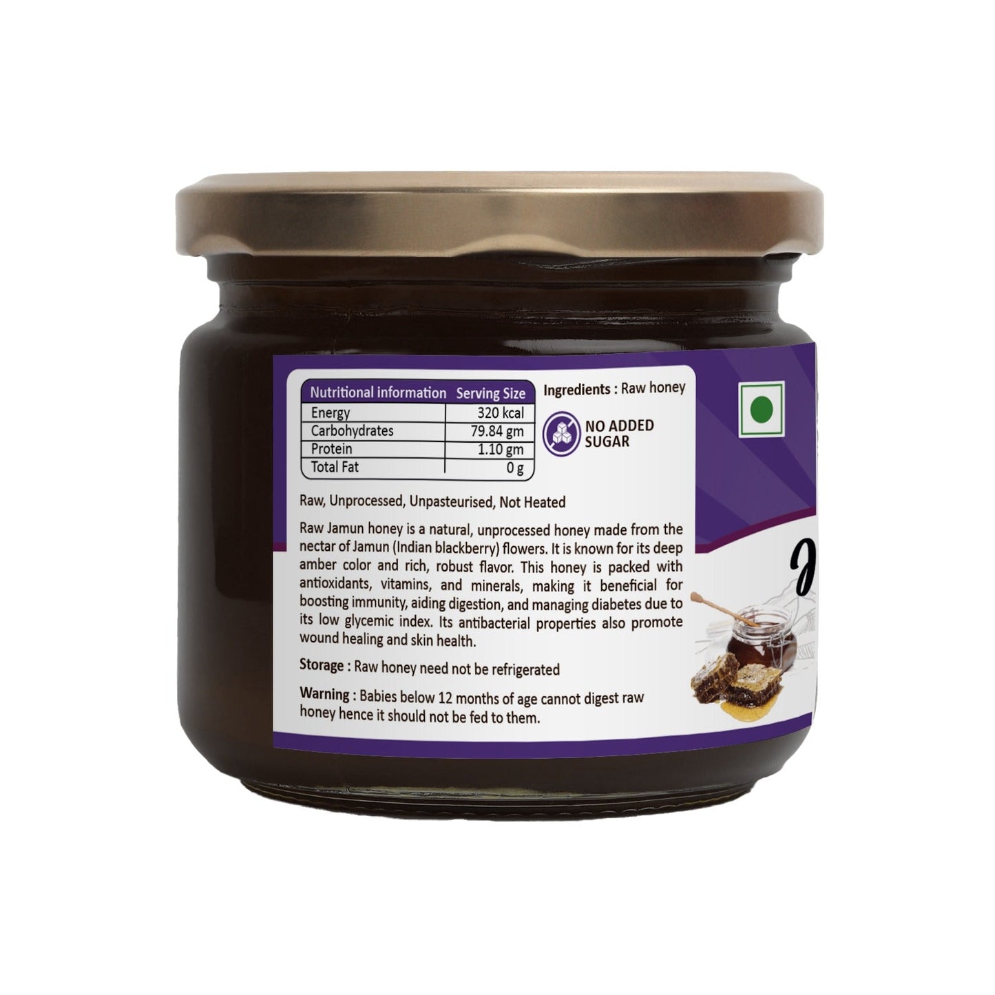 Himfood Himalayan Raw Jamun Honey 400gm | 100% Pure honey Raw and Unprocessed Honey | HMF Tested