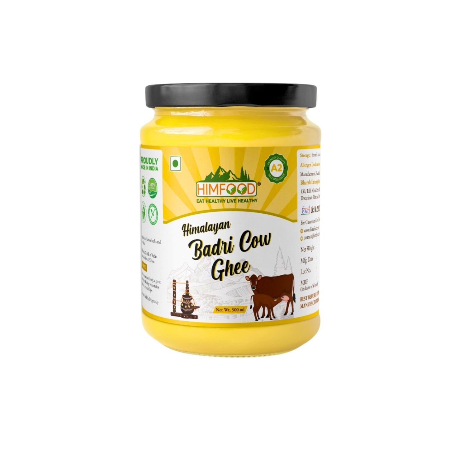 Himfood Himalayan Natives A2 Badri Cow Ghee 500ml | 100% Pure cow ghee | Desi cow Ghee | Highly Nutritious | Helps Keep Your Heart Healthy | Boost Immunity