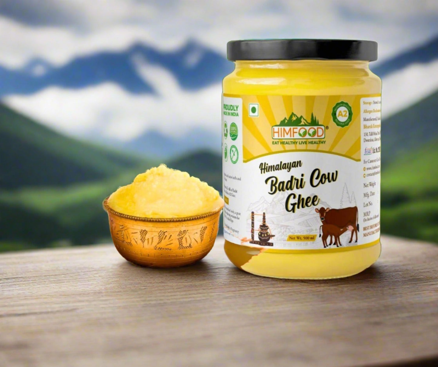 Himfood Himalayan Natives A2 Badri Cow Ghee 500ml | 100% Pure cow ghee | Desi cow Ghee | Highly Nutritious | Helps Keep Your Heart Healthy | Boost Immunity