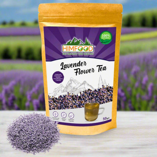 HIMFOOD Pure Organic Lavender Flower Tea 50g- 50 cups | FARMS OF KASHMIR | Sun Dried Flowers | Flavored Syrups & Cocktails