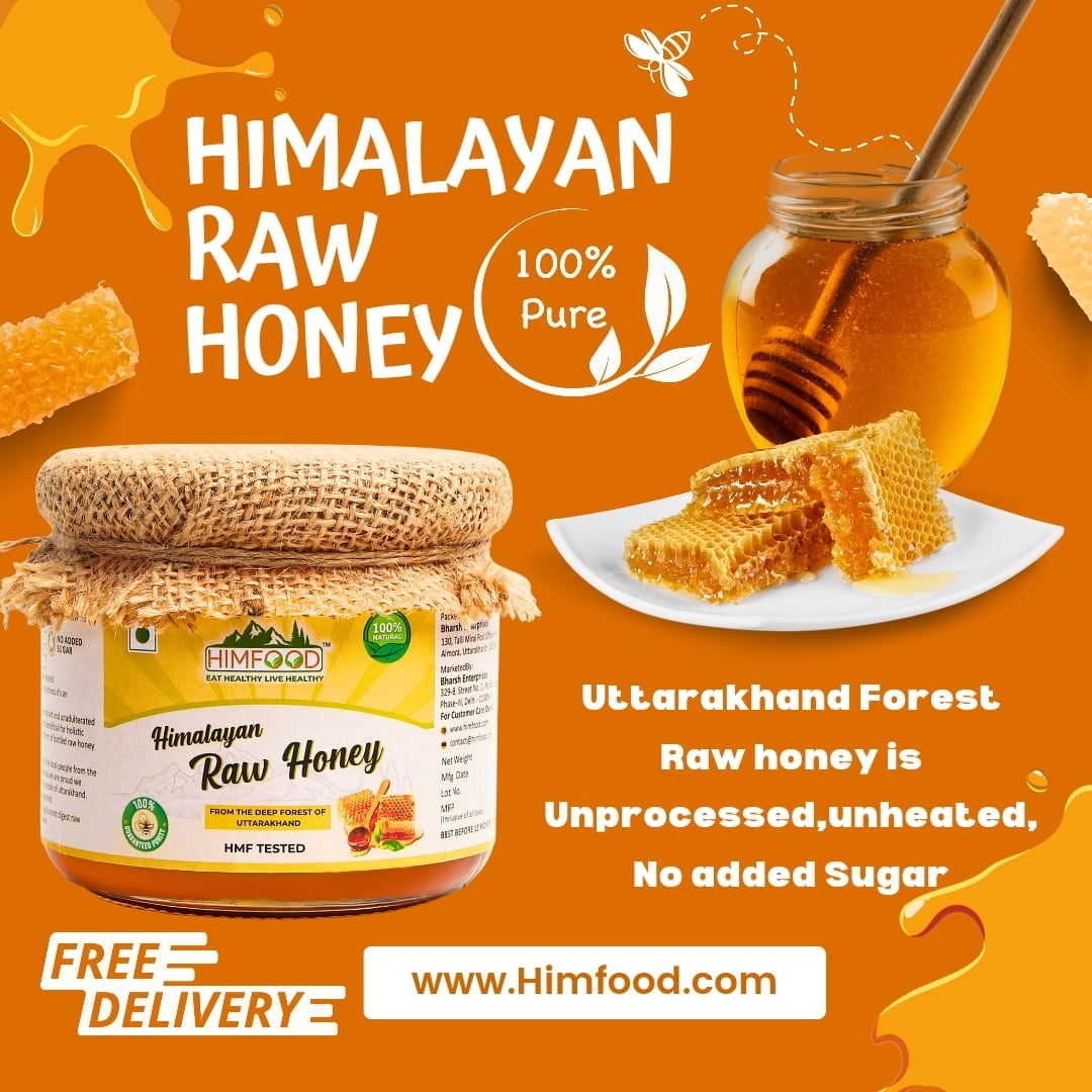 Himfood Himalaya Raw Organic Honey 400g + 400g | Raw and Unprocessed | 100% Pure Honey