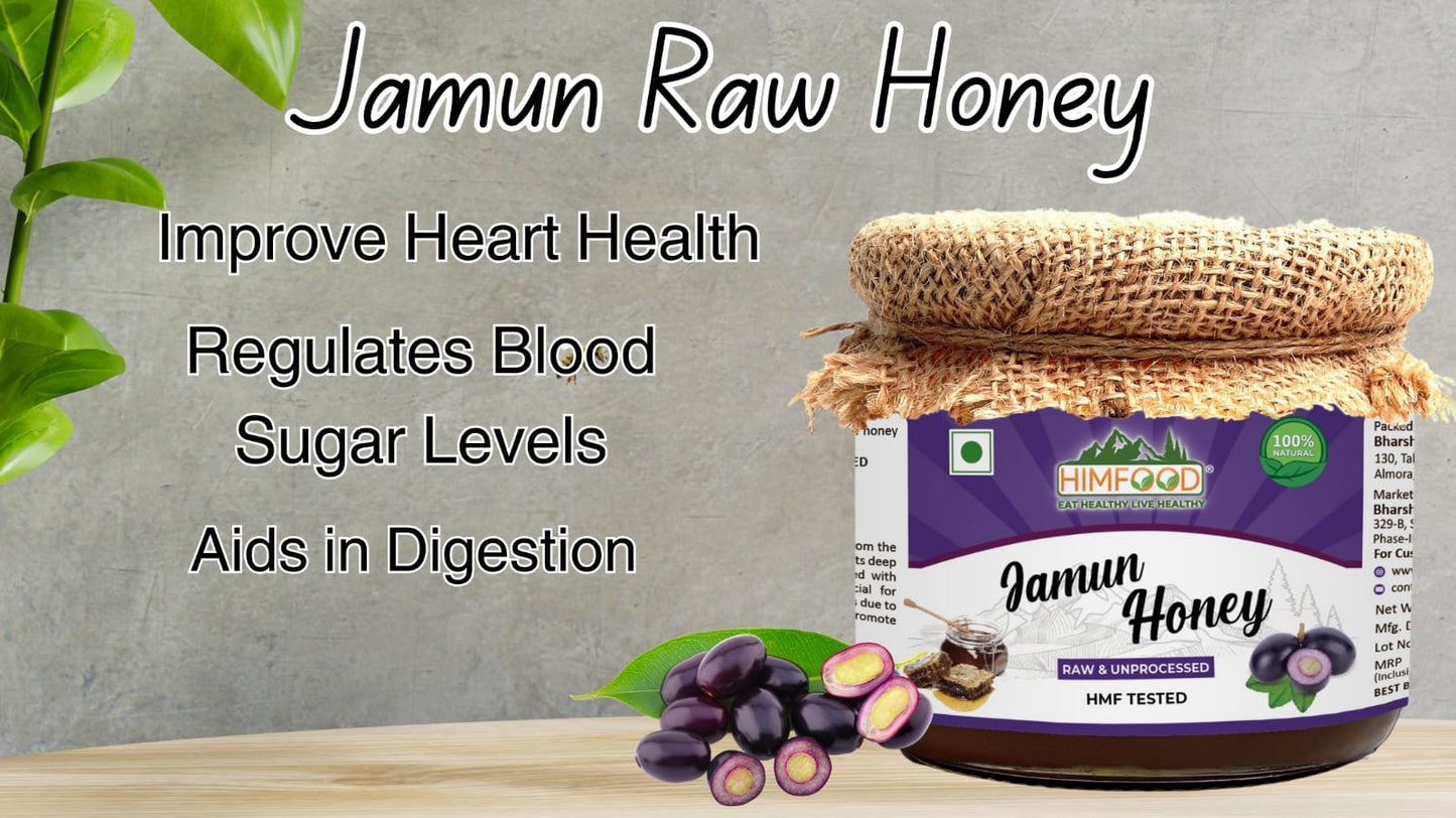 Himfood Himalayan Raw Jamun Honey 400gm | 100% Pure honey Raw and Unprocessed Honey | HMF Tested