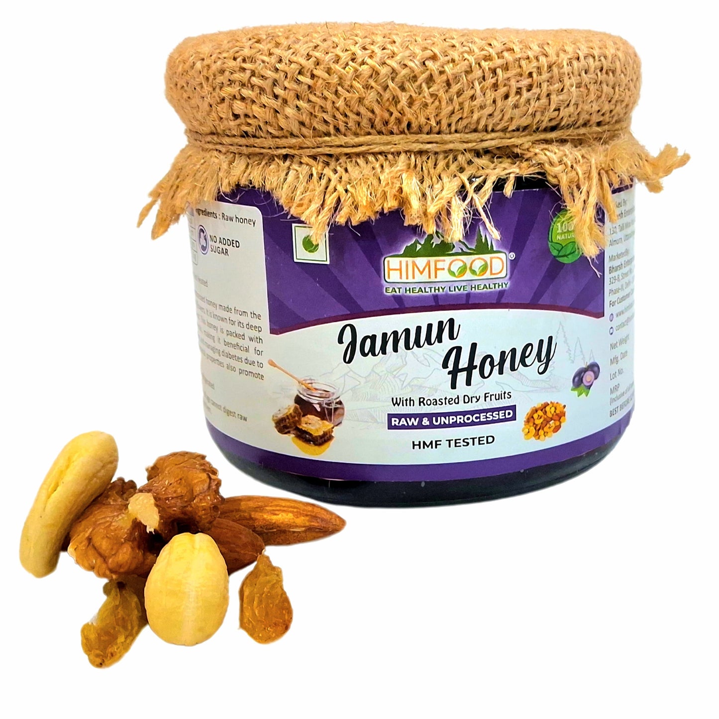 jamun flower raw Honey Mixed Dry Fruits And Nuts, Roasted And Crunchy With 100% Immunity&Energy Booster glass bottle 400g